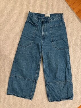 Everlane Gardener Wide Leg Utility Jeans in Dark Blue